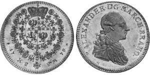 1 Thaler Principality of Ansbach (1398–1792) Silver Charles Alexander, Margrave of Brandenburg-Ansbach (1736 – 1806)