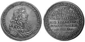 1 Thaler Principality of Ansbach (1398–1792) Silver John Frederick, Margrave of Brandenburg-Ansbach (1654 – 1686)