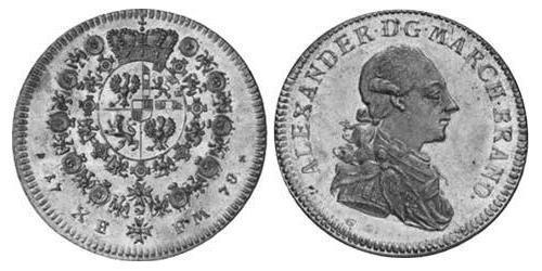 1 Thaler Principality of Ansbach (1398–1792) Silver Charles Alexander, Margrave of Brandenburg-Ansbach (1736 – 1806)