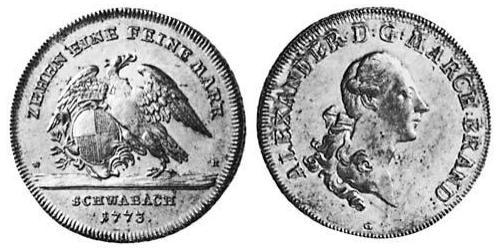 1 Thaler Principality of Ansbach (1398–1792) Silver Charles Alexander, Margrave of Brandenburg-Ansbach (1736 – 1806)