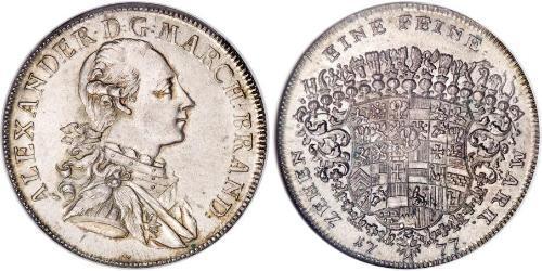 1 Thaler Principality of Ansbach (1398–1792) Silver Charles Alexander, Margrave of Brandenburg-Ansbach (1736 – 1806)