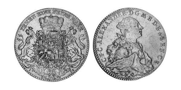 1 Thaler Principality of Ansbach (1398–1792) Silver Charles Alexander, Margrave of Brandenburg-Ansbach (1736 – 1806)