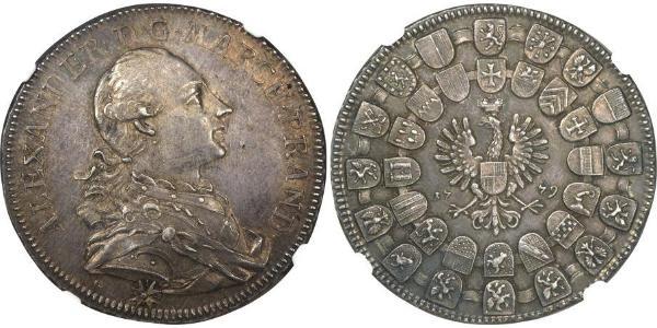 1 Thaler Principality of Ansbach (1398–1792) Silver Charles Alexander, Margrave of Brandenburg-Ansbach (1736 – 1806)