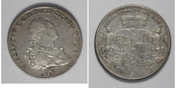 1 Thaler Principality of Ansbach (1398–1792) Silver Charles Alexander, Margrave of Brandenburg-Ansbach (1736 – 1806)