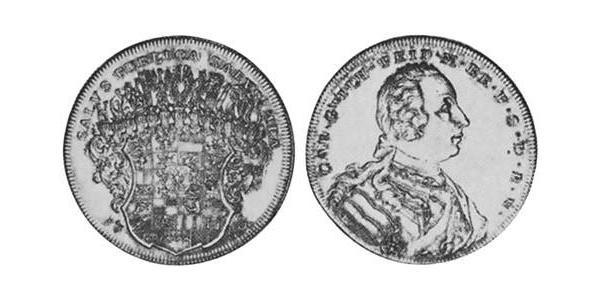 1 Thaler Principality of Ansbach (1398–1792) Silver Charles William Frederick, Margrave of Brandenburg-Ansbach (1712 – 1757)