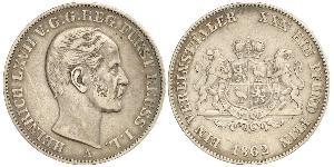 1 Thaler Principality of Reuss-Greiz (1778 - 1918) Silver Heinrich LXVII, Prince Reuss Younger Line