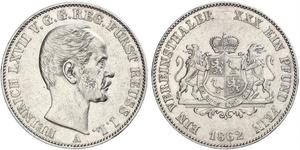 1 Thaler Principality of Reuss-Greiz (1778 - 1918) Silver Heinrich LXVII, Prince Reuss Younger Line