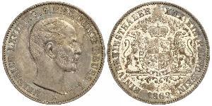 1 Thaler Principality of Reuss-Greiz (1778 - 1918) Silver Heinrich LXVII, Prince Reuss Younger Line