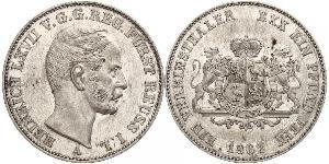 1 Thaler Principality of Reuss-Greiz (1778 - 1918) Silver Heinrich LXVII, Prince Reuss Younger Line