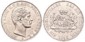 1 Thaler Principality of Reuss-Greiz (1778 - 1918) Silver Heinrich LXVII, Prince Reuss Younger Line
