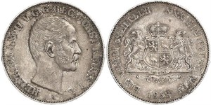 1 Thaler Principality of Reuss-Greiz (1778 - 1918) Silver Heinrich LXVII, Prince Reuss Younger Line