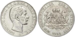 1 Thaler Principality of Reuss-Greiz (1778 - 1918) Silver Heinrich LXVII, Prince Reuss Younger Line