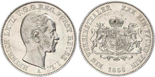 1 Thaler Principality of Reuss-Greiz (1778 - 1918) Silver Heinrich LXVII, Prince Reuss Younger Line