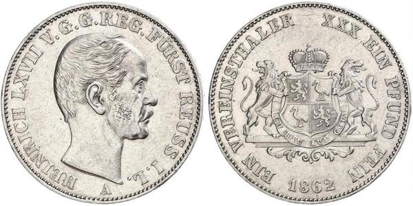 1 Thaler Principality of Reuss-Greiz (1778 - 1918) Silver Heinrich LXVII, Prince Reuss Younger Line