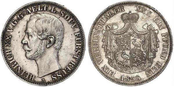 1 Thaler Principality of Reuss-Greiz (1778 - 1918) Silver Heinrich XX, Prince Reuss of Greiz