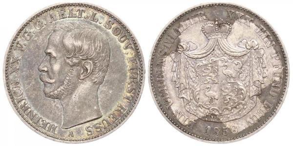 1 Thaler Principality of Reuss-Greiz (1778 - 1918) Silver Heinrich XX, Prince Reuss of Greiz