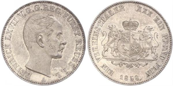 1 Thaler Principality of Reuss-Greiz (1778 - 1918) Silver Heinrich LXVII, Prince Reuss Younger Line