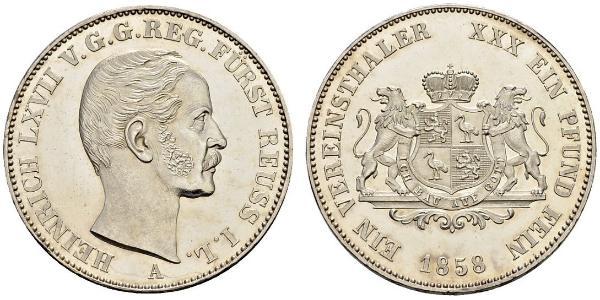 1 Thaler Principality of Reuss-Greiz (1778 - 1918) Silver Heinrich LXVII, Prince Reuss Younger Line