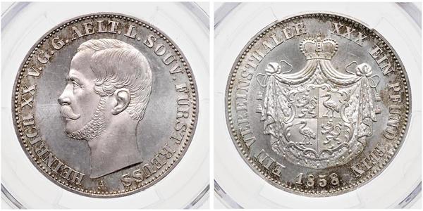 1 Thaler Principality of Reuss-Greiz (1778 - 1918) Silver Heinrich XX, Prince Reuss of Greiz