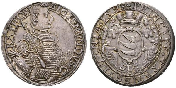 1 Thaler Principality of Transylvania (1571-1711) Silver Sigismund Báthory,  prince of Transylvania (1572 -1613)