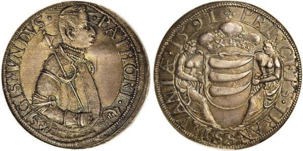 1 Thaler Principality of Transylvania (1571-1711) Silver Sigismund Báthory,  prince of Transylvania (1572 -1613)