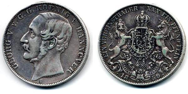 1 Thaler States of Germany Silver George V of Hanover (1819 - 1878)