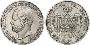 1 Thaler Waldeck (state) (1180 - 1918) Silver George Victor, Prince of Waldeck and Pyrmont (1831 - 1893)