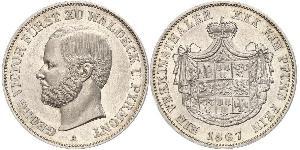 1 Thaler Waldeck (state) (1180 - 1918) Silver George Victor, Prince of Waldeck and Pyrmont (1831 - 1893)