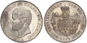 1 Thaler Waldeck (state) (1180 - 1918) Silver George Victor, Prince of Waldeck and Pyrmont (1831 - 1893)