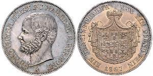 1 Thaler Waldeck (state) (1180 - 1918) Silver George Victor, Prince of Waldeck and Pyrmont (1831 - 1893)