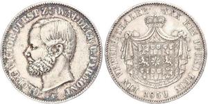 1 Thaler Waldeck (state) (1180 - 1918) Silver George Victor, Prince of Waldeck and Pyrmont (1831 - 1893)