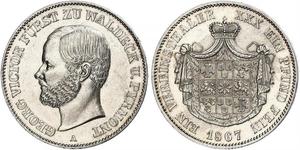 1 Thaler Waldeck (state) (1180 - 1918) Silver George Victor, Prince of Waldeck and Pyrmont (1831 - 1893)