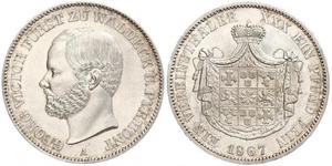 1 Thaler Waldeck (state) (1180 - 1918) Silver George Victor, Prince of Waldeck and Pyrmont (1831 - 1893)