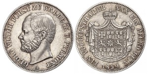 1 Thaler Waldeck (state) (1180 - 1918) Silver George Victor, Prince of Waldeck and Pyrmont (1831 - 1893)