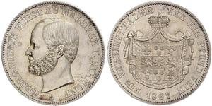 1 Thaler Waldeck (state) (1180 - 1918) Silver George Victor, Prince of Waldeck and Pyrmont (1831 - 1893)