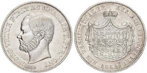 1 Thaler Waldeck (state) (1180 - 1918) Silver George Victor, Prince of Waldeck and Pyrmont (1831 - 1893)