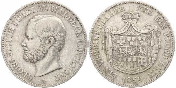 1 Thaler Waldeck (state) (1180 - 1918) Silver George Victor, Prince of Waldeck and Pyrmont (1831 - 1893)