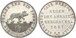 1 Thaler Anhalt-Bernburg (1603 - 1863) 銀 Alexander Karl, Duke of Anhalt-Bernburg (1805 – 1863)