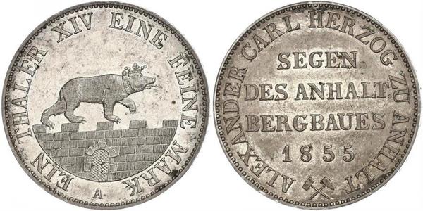 1 Thaler Anhalt-Bernburg (1603 - 1863) 銀 Alexander Karl, Duke of Anhalt-Bernburg (1805 – 1863)