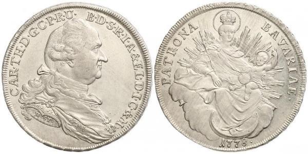 1 Thaler Electorate of Bavaria (1623 - 1806) 銀 卡爾·泰奧多爾 (1724 - 1799)