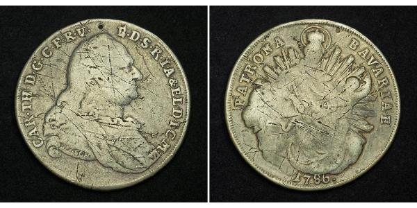 1 Thaler Electorate of Bavaria (1623 - 1806) 銀 卡爾·泰奧多爾 (1724 - 1799)