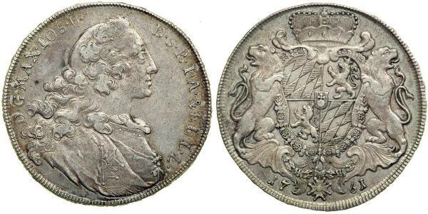 1 Thaler Electorate of Bavaria (1623 - 1806) 銀 Maximilian III Joseph, Elector of Bavaria (1727 – 1777)