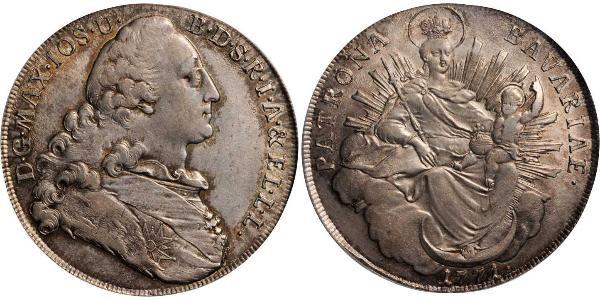 1 Thaler Electorate of Bavaria (1623 - 1806) 銀 Maximilian III Joseph, Elector of Bavaria (1727 – 1777)