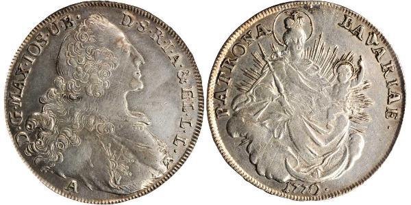1 Thaler Electorate of Bavaria (1623 - 1806) 銀 Maximilian III Joseph, Elector of Bavaria (1727 – 1777)