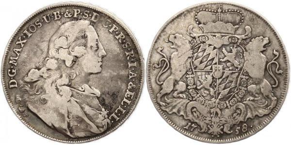 1 Thaler Electorate of Bavaria (1623 - 1806) 銀 Maximilian III Joseph, Elector of Bavaria (1727 – 1777)