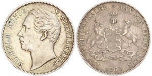 1 Thaler Kingdom of Württemberg (1806-1918) 銀 威廉一世 (符腾堡)