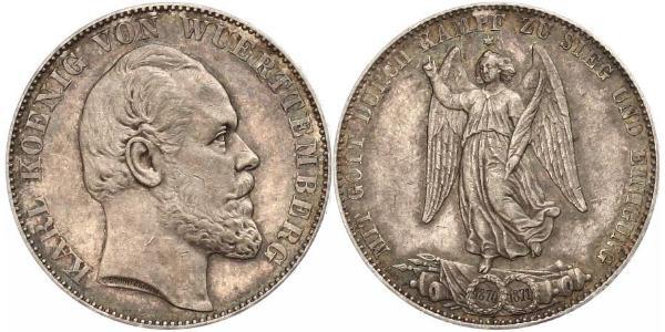 1 Thaler Kingdom of Württemberg (1806-1918) 銀 卡尔一世 (符腾堡)