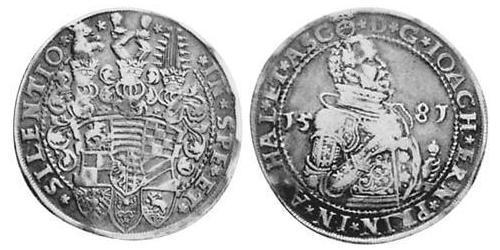 1 Thaler Principality of Anhalt (1212 - 1806) 銀 Joachim Ernest, Prince of Anhalt (1536 – 1586)