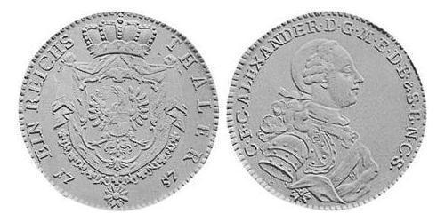 1 Thaler Principality of Ansbach (1398–1792) 銀 Charles Alexander, Margrave of Brandenburg-Ansbach (1736 – 1806)