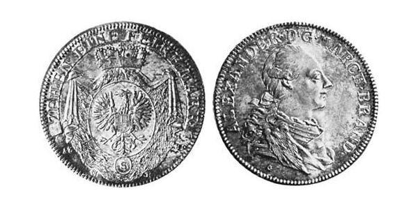 1 Thaler Principality of Ansbach (1398–1792) 銀 Charles Alexander, Margrave of Brandenburg-Ansbach (1736 – 1806)